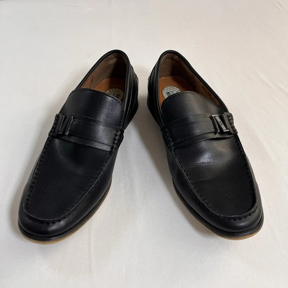 Kenneth Cole Reaction Callum 2.0 Black Leather Loafers Mens 9.5 M Slip On Dress